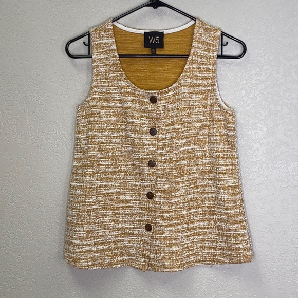 W5 Tops - W5 Anthropologie Tweed Style Tank in Mustard